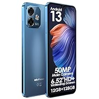 Ulefone Android 13 Mobile Phone Unlocked NOTE 16 PRO, Up to 12GB RAM+128GB ROM, 50MP+8MP Camera, DUAL SIM-Free Smartphone, 6.52'' HD+ Screen, 4400mAh Battery, Fingerprint+Face Unlock GPS Blue