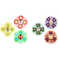 ALASOU 6 PCS Suction Cup Spinner Toys(3 Farm+3 Panda) for Infant and Toddlers