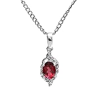 925 Sterling Silver Natural Red Ruby and White Topaz Gemstone Designer Pendant With Chain 925 Stamp Jewelry | Gifts For Women And Girls
