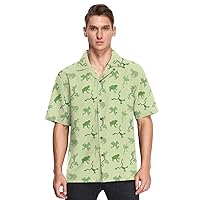 vvfelixl Green Frogs Hawaiian Shirt for Men,Men's Casual Button Down Shirts Short Sleeve for Men S