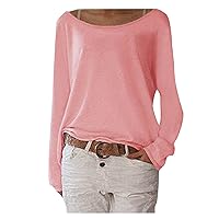 Amazon Warehouse Deals Today Loose Fitting Crew Neck Blouses For Women Sexy Casual Long Sleeve Tshirt Solid Lightweight Pullover Cozy Tops Black T Shirt For Women