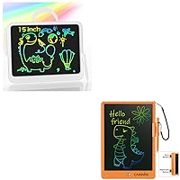 LCD Writing Tablet-Family Set, 10inch orange/15inch White Drawing Board for Kids, Ducational Toys Gifts for 3 4 5 6 7 8 9 10 11 12 Years Old Girls Boys