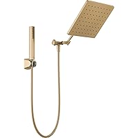 10-inch Raincan Shower Head and Hand Held Shower Combo, Gold Square Shower Head, Rainfall Shower Head, Hand Shower, High Pressure Shower, 1.75 GPM Flow Rate, Champagne Bronze 75527-CZ