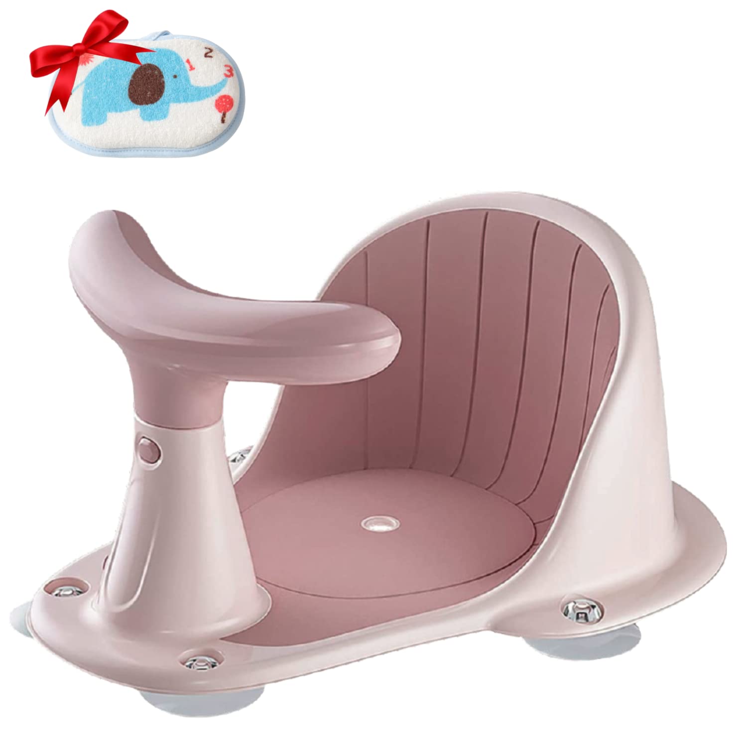 Baby Bath Seat for Babies 3 Months & Up - Infant Bathtub Seats for Sitting up in The tub - Bath Tub Seater for Baby with Baby Bath Pink