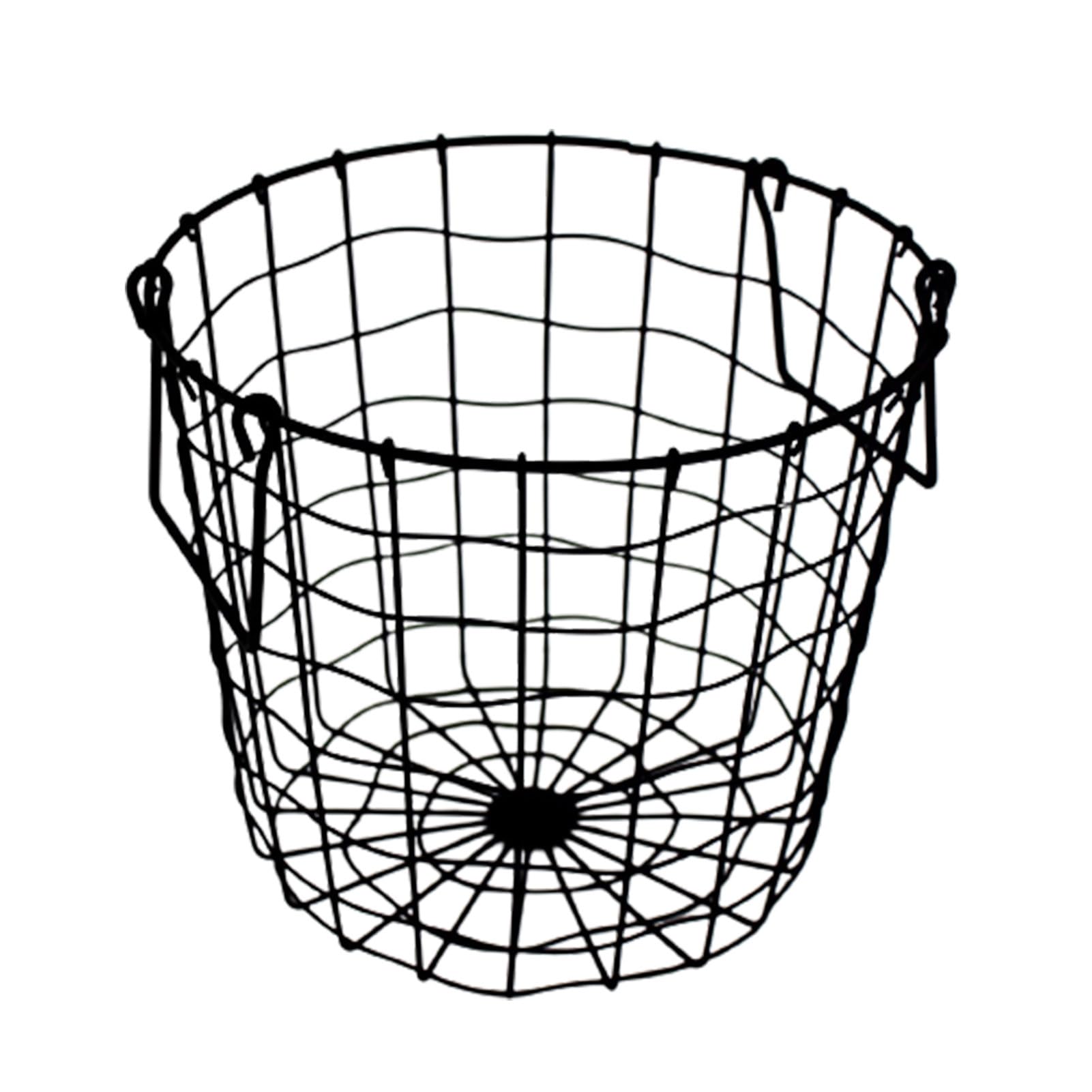 Laundry Basket Hamper Metal Clothes Basket, Round Black Wire Laundry Baskets with Handles for Bathroom Laundry Closet