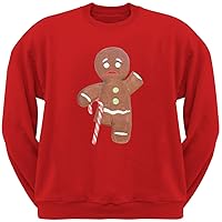 Old Glory Ginger Bread Man With Candy Cane Crutch Red Crew Neck Sweatshirt