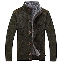 Kedera Men's Button Point Stand Collar Knitted Slim Fit Cardigan Sweater