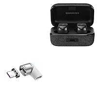 BoxWave Adapter Compatible with Sennheiser Momentum True Wireless 3 - MagnetoSnap PD Angle Adapter, Magnetic PD Angle Charging Adapter Device Saver - Metallic Silver