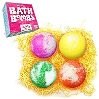 4 x Large Value Bath Bomb Gift Set from Zimpli Gifts, Perfect for Moisturizing Skin, Handmade, Floating Fizzing Spa Kit, Birthday Presents for Women, Xmas Gift Sets, Vegan Friendly & Cruelty Free
