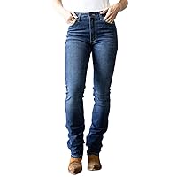 Kimes Ranch Women's Sarah Casual Durable Western High Rise Waist & Slim Bootcut Dark Wash Blue Tri-Blend Denim Jeans