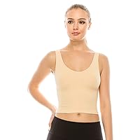 Kurve Women’s Crop Tank Top – Sleeveless Ribbed Seamless Cropped Yoga Workout Cami UV Protective Fabric UPF 50+ Made in USA