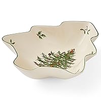 Spode Christmas Tree Serving Dish | 9 Inch Christmas Tree Shaped Serving Bowl for Candy, Nuts, Chocolate and Holiday Goodies | Made of Fine Earthenware | Christmas Home Décor | Dishwasher Safe