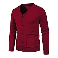 Overcoat Men Button Solid V Neck Slim Fit Warm Sweater Cardigan Coat Costume Men