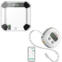 FITINDEX Bathroom Scale for Body Weight with Smart Tape Measure Body, Bluetooth Measuring Tape for Body with App Digital Weighing Scale for Weight Loss