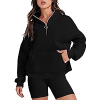 Half Zip Sweatshirt Women Casual Plain Quarter Zip Pullover Long Sleeve Oversized Sweatshirts Y2K Clothes for Teen Girls