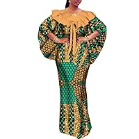 African Dresses for Women Wedding Ruffle Collar Maxi Long Dashiki Party Dress Elegant African Outfits for Women Plus Size