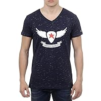 Dark Blue M Andrew Charles Mens T-Shirt Short Sleeves V-Neck Dark Blue AARON