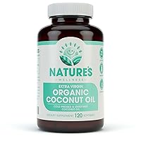 Natures Wellness Organic Coconut Oil 2000mg - Healthy Skin, Nails, Hair Growth – Extra Virgin, Cold Pressed, Unrefined Non GMO - Rich in MCT MCFA - Support Brain Function