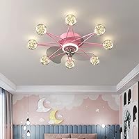 Fanps, Reversible Fans with Ceililights and Remote Dc Silent Fan Led Fan Ceililights with for Liviroom Bedroom Diniroom Fan Lighting/Pink/51 * 9.5Cm