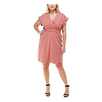 MONTEAU Womens Surplice Neckline Above The Knee A-Line Dress