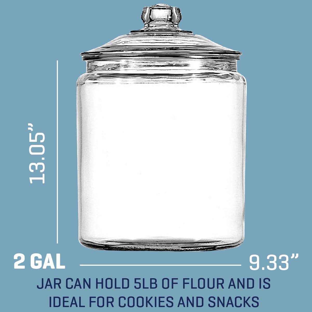 Anchor Hocking Heritage Hill Lid and 2 Chalkboard Labels Glass Jar, 2 Gallon, Set of 1, Clear