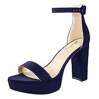 Ankis Platform Heels 4 Inches Chunky heels Sandals for Women Comfy Open Toe Block Heeled Sandals Black Nude White Silver Gold Ankle Strappy Heels Black Chunky Platform Heels for Women Summer Dress Shoes