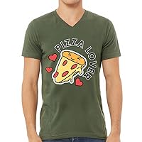 Cute Pizza V-Neck T-Shirt - Printed T-Shirt - Pizza Lover V-Neck Tee