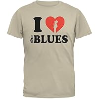 Old Glory I Heart The Blues Sand Adult T-Shirt - X-Large