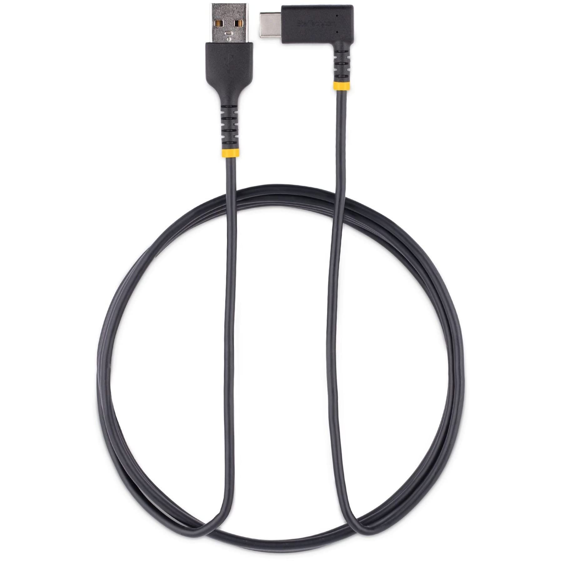 StarTech.com 6ft (2m) USB A to C Charging Cable Right Angle - Heavy Duty Fast Charge USB-C Cable - USB 2.0 A to Type-C - Rugged Aramid Fiber - 3A - USB Charging Cord (R2ACR-2M-USB-CABLE)