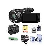 Panasonic HC-WXF1K 4K UHD Camcorder, 24x Leica Dicomar Lens, Bundle with Video Bag + 62mm Filter Kit + 32GB SDHC Card + Cleaning Kit + Memory Wallet + Multi Card Reader