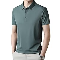 Mens Breathable Polo Shirts 3 Buttons Casual Business Classic Polo Short Sleeve Lightweight Pullover Golf Shirts