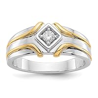 14k Two tone Gold Diamond Mens Ring Size 10 Jewelry for Men