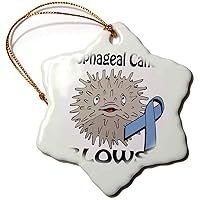 3dRose Esophageal Cancer Blows Awareness Ribbon Cause Design - Ornaments (orn-115502-1)