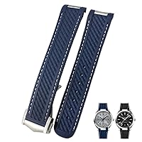 20mm Curved Rubber Watch Strap Fit For Omega AT150 Aqua Terra Seamaster 300 Steel Deployment Buckle Watchband