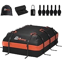 Car Roof Bag Rooftop top Cargo Carrier Bag 21 Cubic feet Waterproof for All Cars with/Without Rack, Includes Anti-Slip Mat, 10 Reinforced Straps, 6 Door Hooks, Luggage Lock