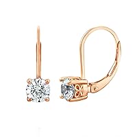 Amazon Collection Platinum-Plated Sterling Silver Infinite Elements Zirconia Leverback Earrings