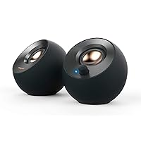 Creative Pebble V2 - Minimalistic 2.0 USB-C Powered Desktop Speakers, 3.5 mm AUX-in, Up to 8W RMS Power for Computers and Laptops, Type-A Adapter Included and Extended Cable (Black)