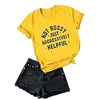 Not Bossy Just Aggressively Helpful Shirt Women Mom Shirt Funny Tshirts Boss Lady Gifts Teacher Shirt Casual Tees