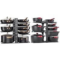 MUDEELA 8-Tier Adjustable Heavy Duty Pan Organizer Rack for Cabinet and Pots and Pans Organizer Rack for Cabinet Bundle