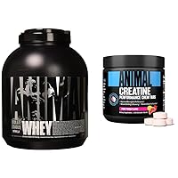 Animal Whey Isolate Whey Protein Powder – Isolate Loaded for Post Workout and Recovery & Creatine Chews Tablets - Enhanced Creatine Monohydrate with AstraGin to Improve Absorption