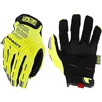 Mechanix Wear Size 10 Hi-Viz Yellow M-Pact Synthetic Leather And TrekDry Full Finger Anti-Vibration Gloves With Hook And Loop Cuff, Large (SMP-91-010)