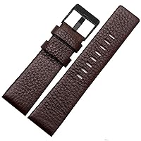 22mm 24mm 26mm 28mm 30mm Genuine Leather watchband for Diesel DZ7259 DZ7256 DZ7265 Watch Strap (Color : Brown Black, Size : 28mm)