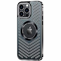 Metal Case for iPhone 14/14 Pro/14 Pro Max, Full Body Aluminum Alloy Shockproof Case [Compatible with MagSafe] Hollow Heat Dissipation,Black,iPhone14 Pro