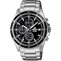 Edifice Men's Quartz Watch with Black Dial Analogue Display and Silver Stainless Steel Bracelet EFR-526D-1AVUEF