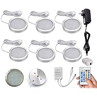 6 Pcs Warm White 3000K Dimmable LED Under Cabinet Lighting Kit, 12V12W / controllable: Flash, Strobe, Fade