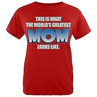 Mother's Day World's Greatest Mom Womens T Shirt Red LG