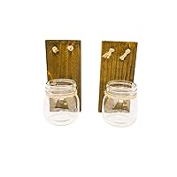 Wood Mason Jar Small Rustic Décor Wall Sconces, Natural