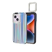 LuMee Flip - iPhone 14 Case/iPhone 13 Case - Illuminated Flashlight Phone Cover with Front & Rear LED Light Up - Rechargeable Case w/Flippable Dual Side Light, Adjustable Brightness - Holographic