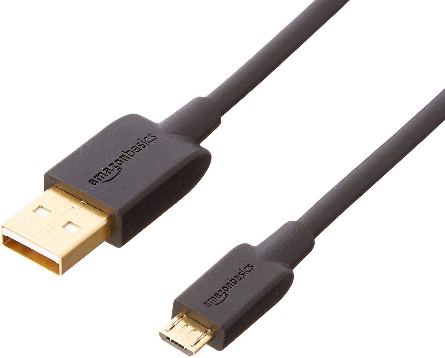 Amazon Basics USB-A to Micro USB Fast Charging Cable, 480Mbps Transfer Speed with Gold-Plated Plugs, USB 2.0, 10 Foot, Black