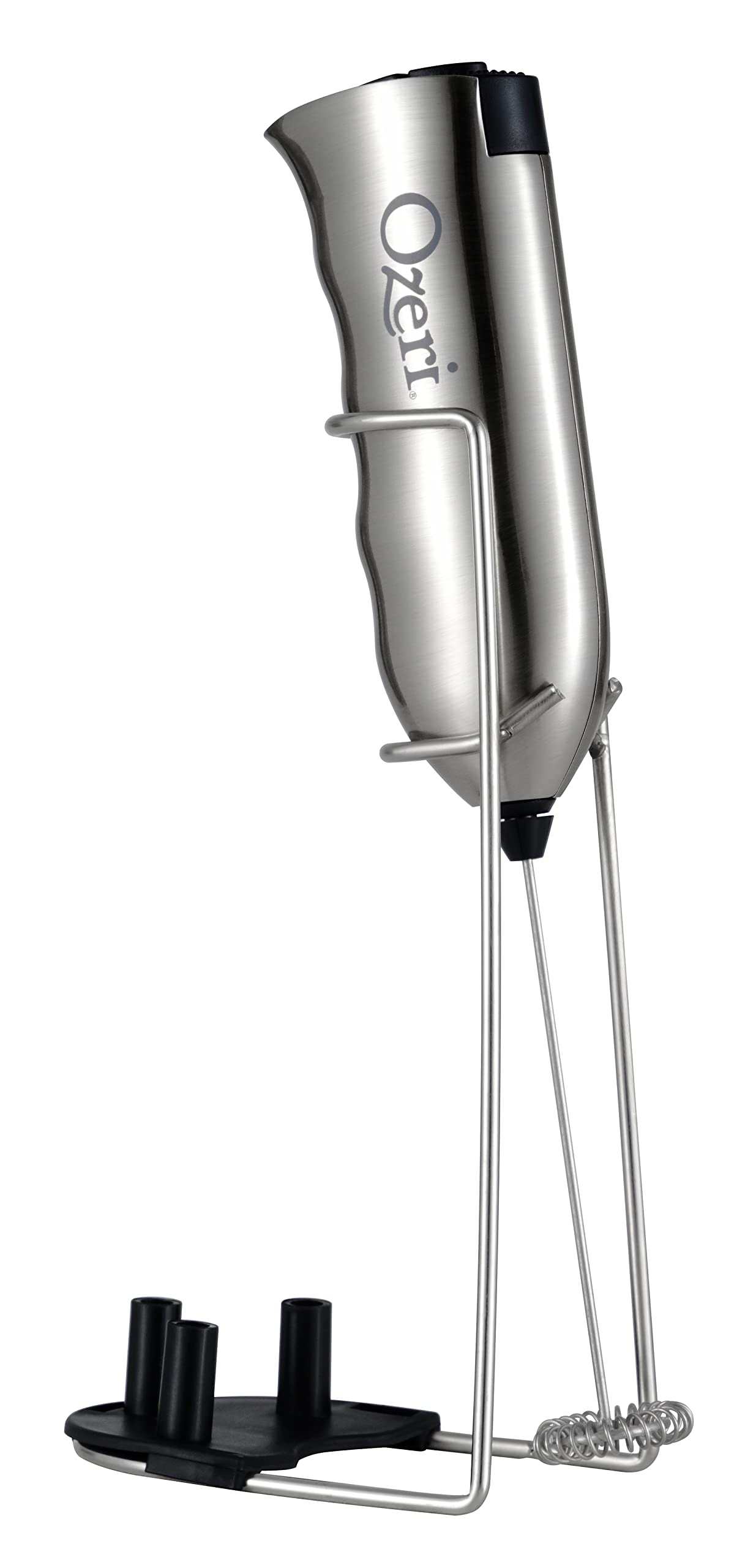 Ozeri Deluxe Milk Frother and Whisk in Stainless Steel with Stand and 4-Frothing Attachments